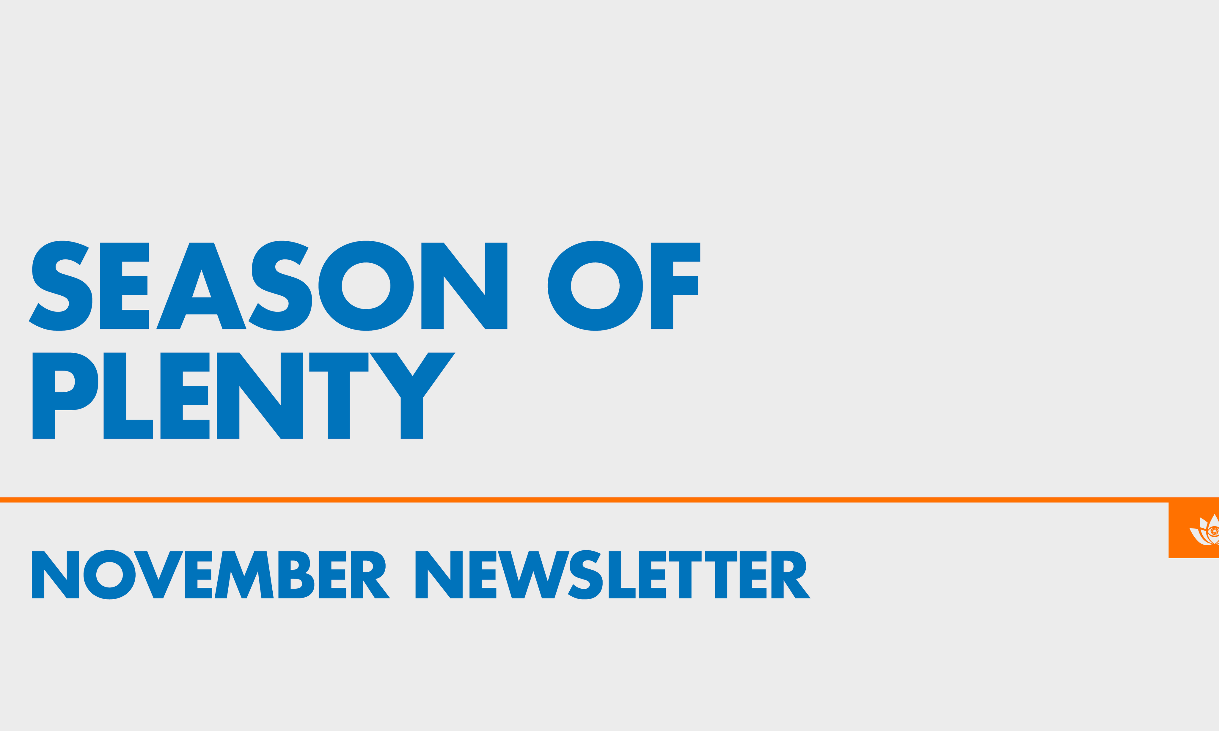 Community Newsletter: November: Season of Plenty