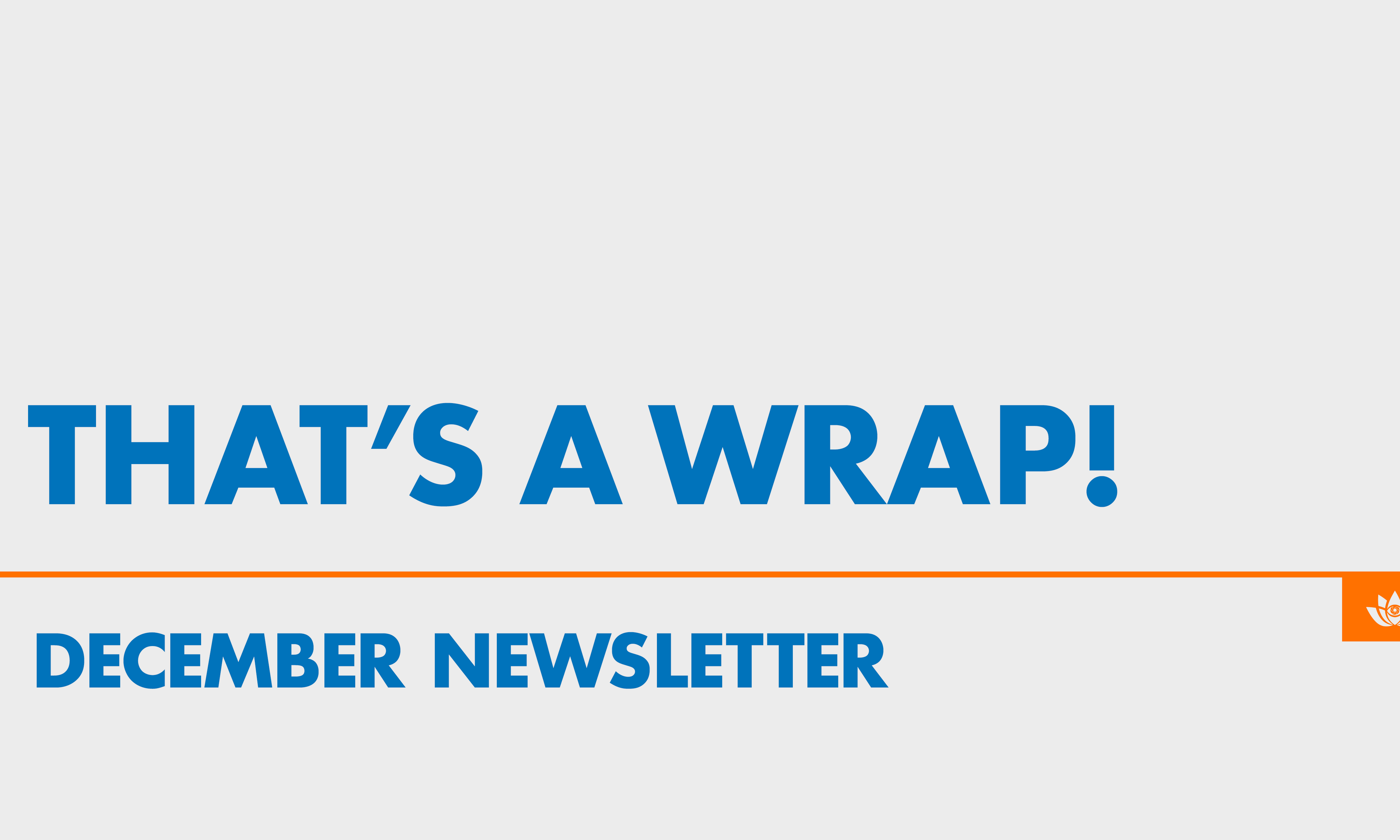 Community Newsletter: December: That's A Wrap!