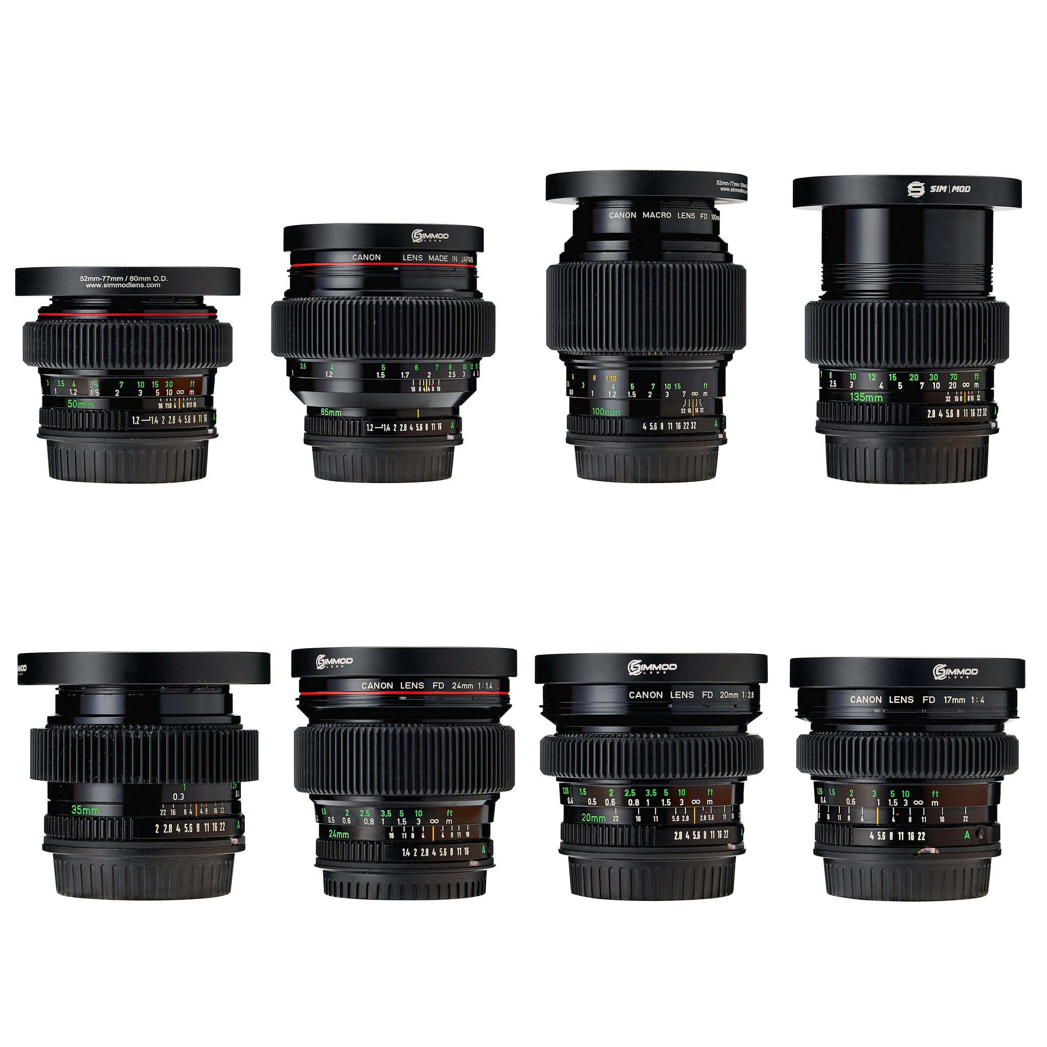 Canon EF FD (8) Prime Lens Set
